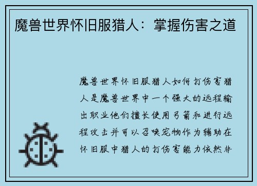 魔兽世界怀旧服猎人：掌握伤害之道